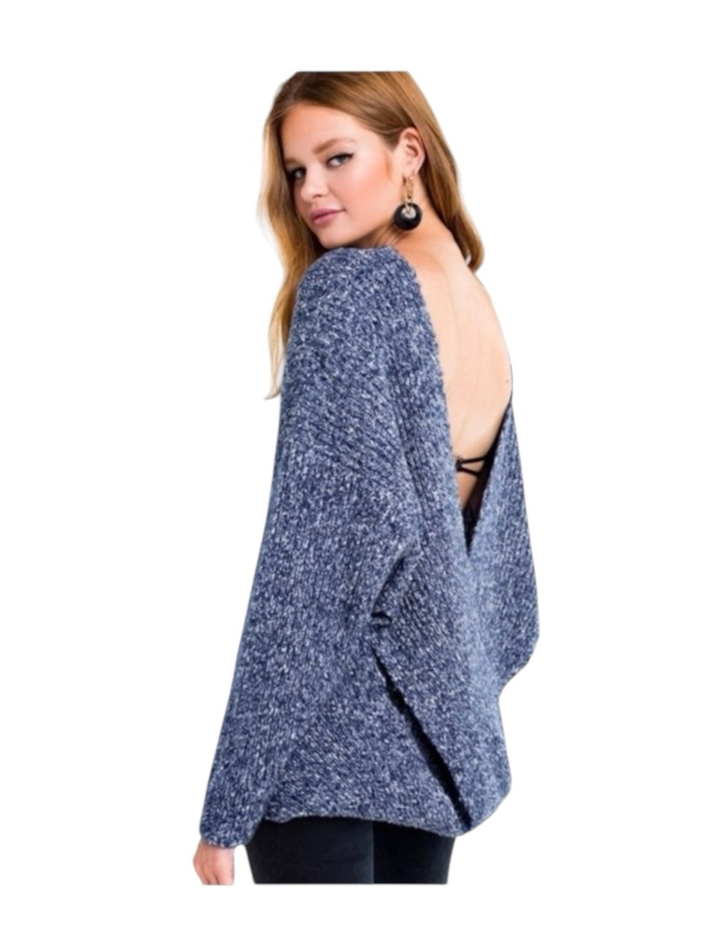 new Wildfox ❤︎ Drew Reversible Cozy Chunky Knit Sweater ❤︎ Galaxy Blue ❤︎ Medium - Picture 3 of 16